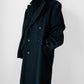 Hunter Green Double-Breasted Heavy Wool Military Trench Overcoat - Sz. M/L