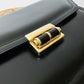 1970s Black Leather Boxy Structured Shoulder Bag