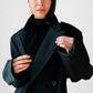 Hunter Green Double-Breasted Heavy Wool Military Trench Overcoat - Sz. M/L