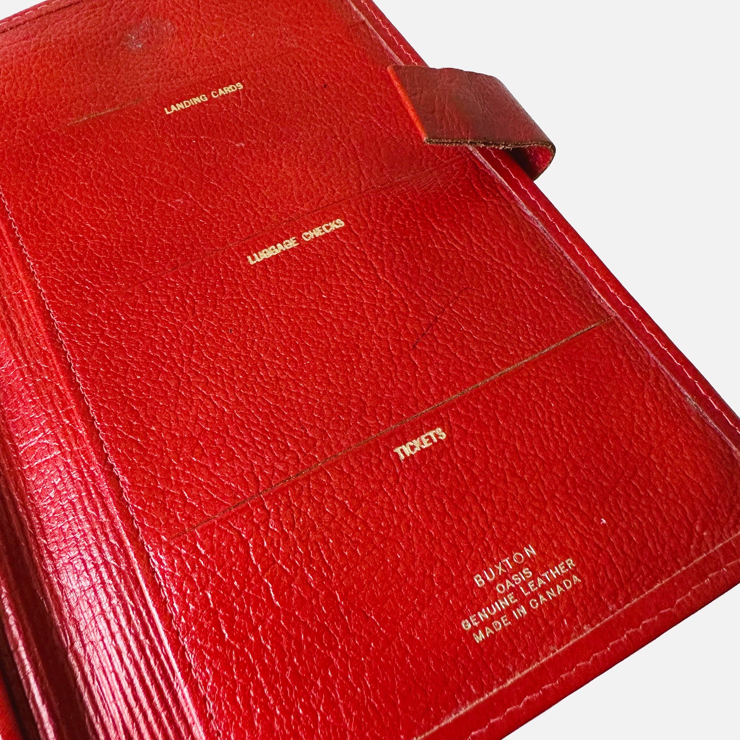 1960s Made in Canada Red Worn-In Soft Leather Bifold Travel Wallet