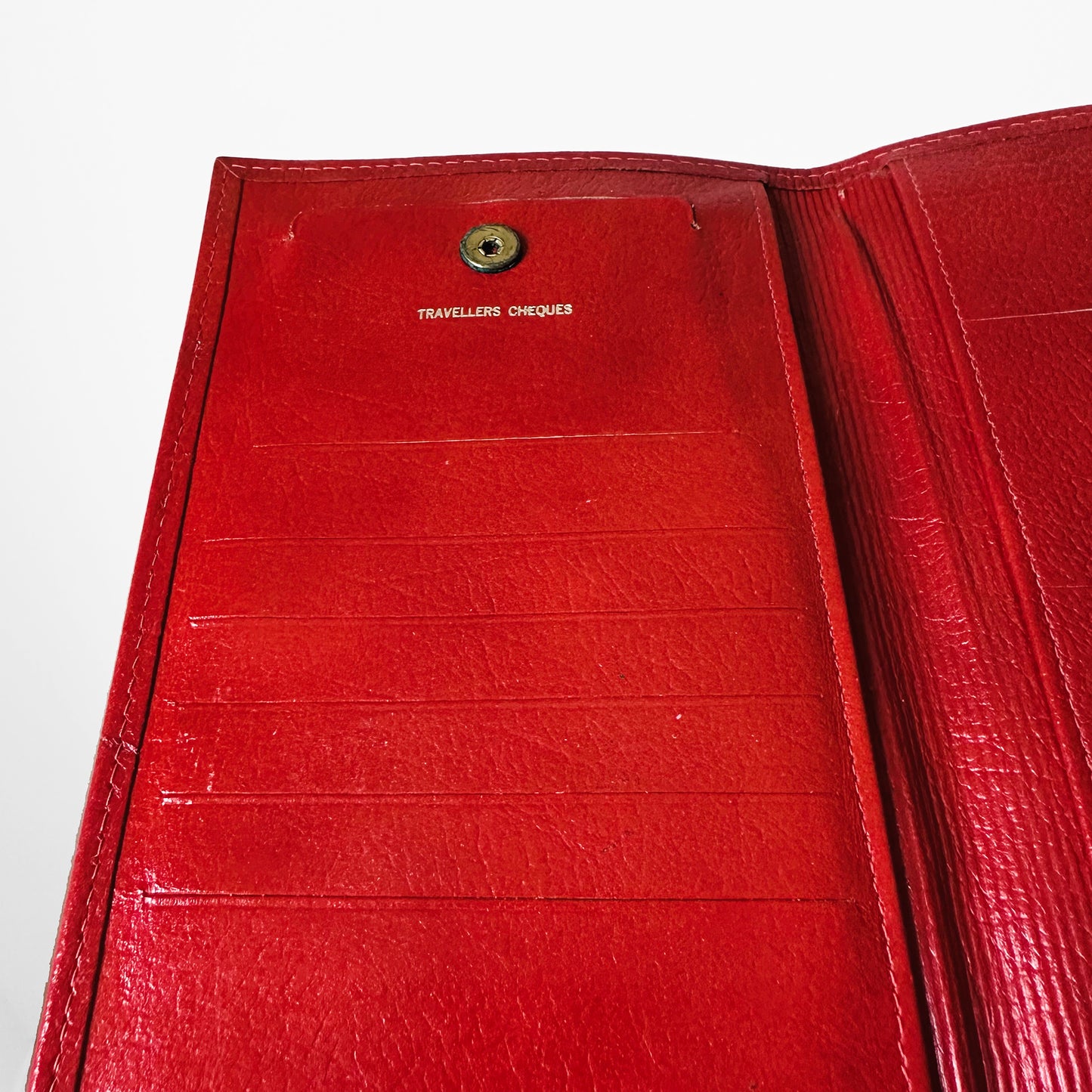 1960s Made in Canada Red Worn-In Soft Leather Bifold Travel Wallet