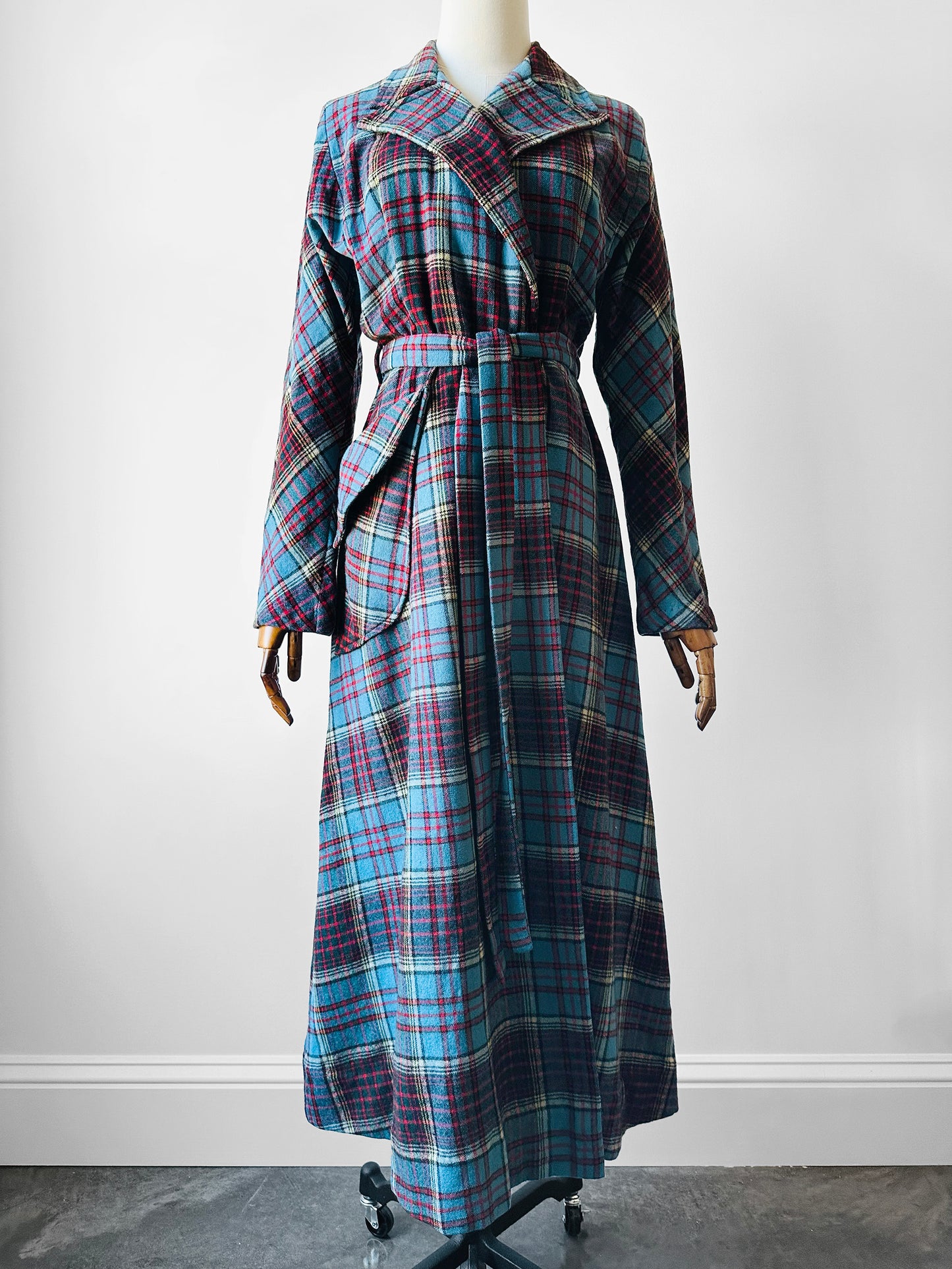 1940s Morsam All Wool Anderson Tartan Plaid Belted Robe - Sz. Sm