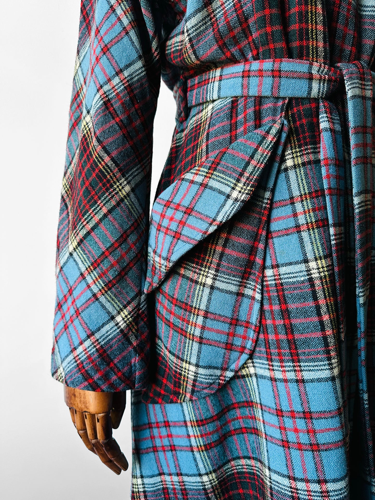 1940s Morsam All Wool Anderson Tartan Plaid Belted Robe - Sz. Sm