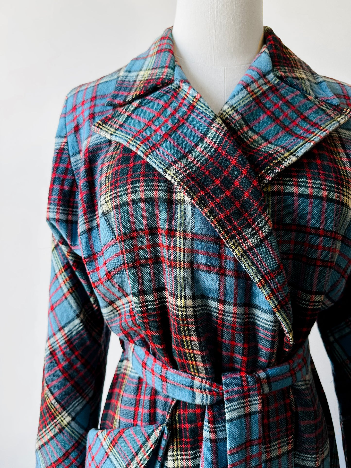 1940s Morsam All Wool Anderson Tartan Plaid Belted Robe - Sz. Sm