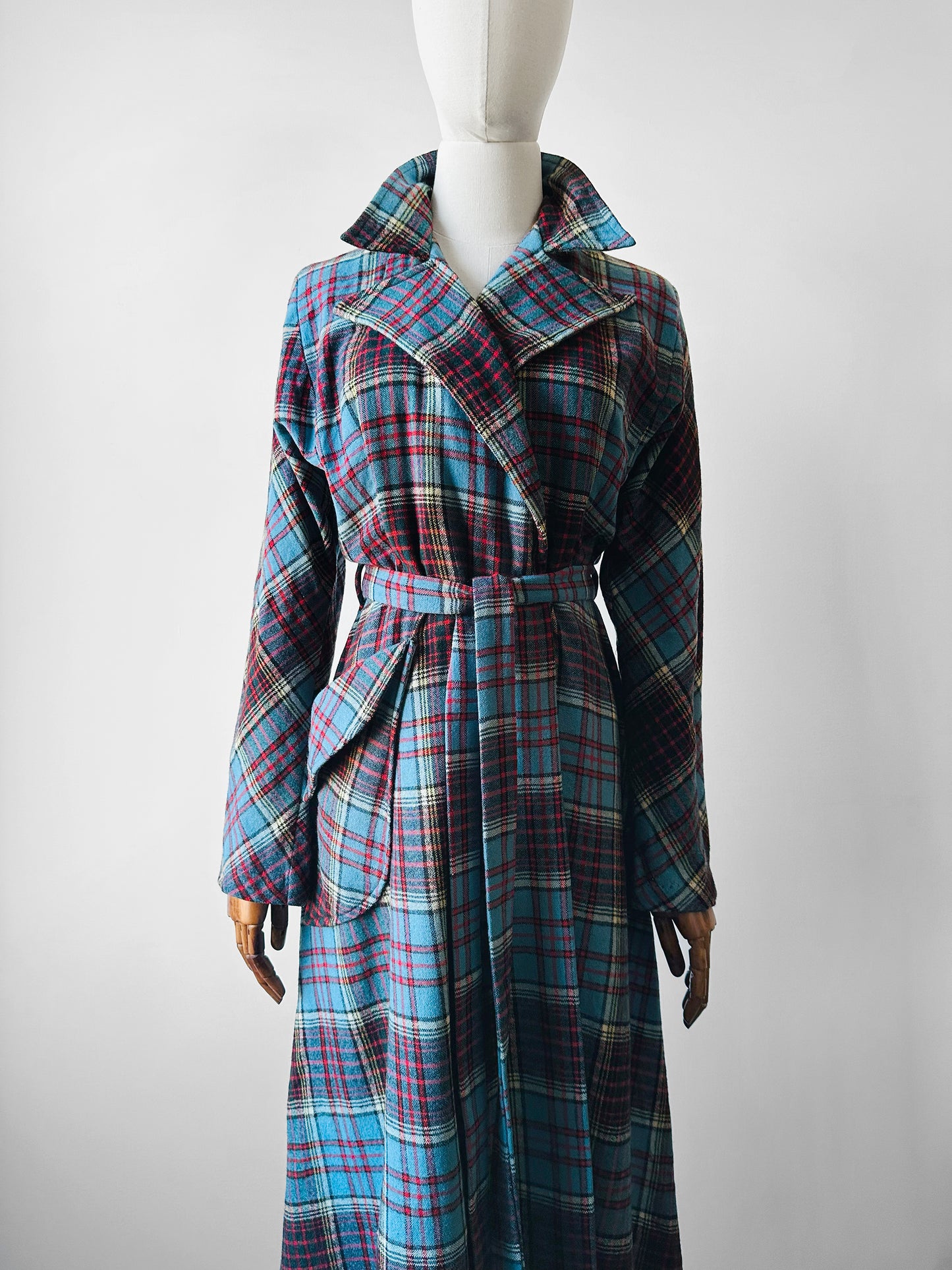 1940s Morsam All Wool Anderson Tartan Plaid Belted Robe - Sz. Sm