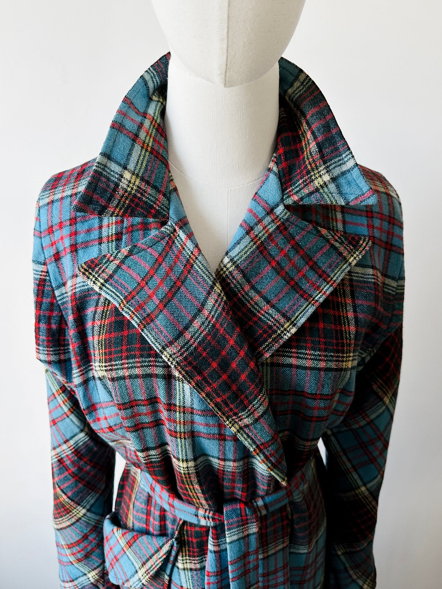 1940s Morsam All Wool Anderson Tartan Plaid Belted Robe - Sz. Sm