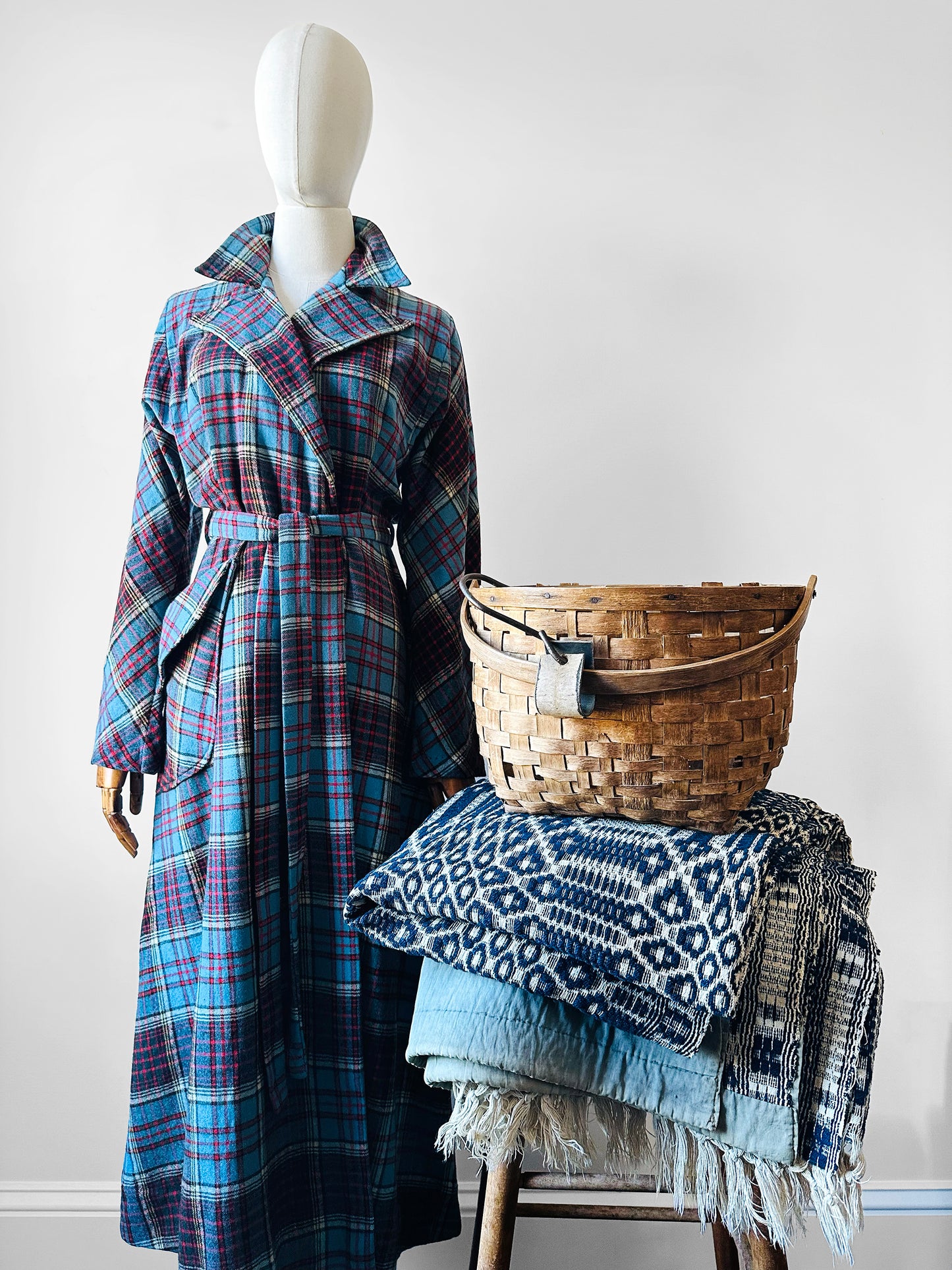 1940s Morsam All Wool Anderson Tartan Plaid Belted Robe - Sz. Sm