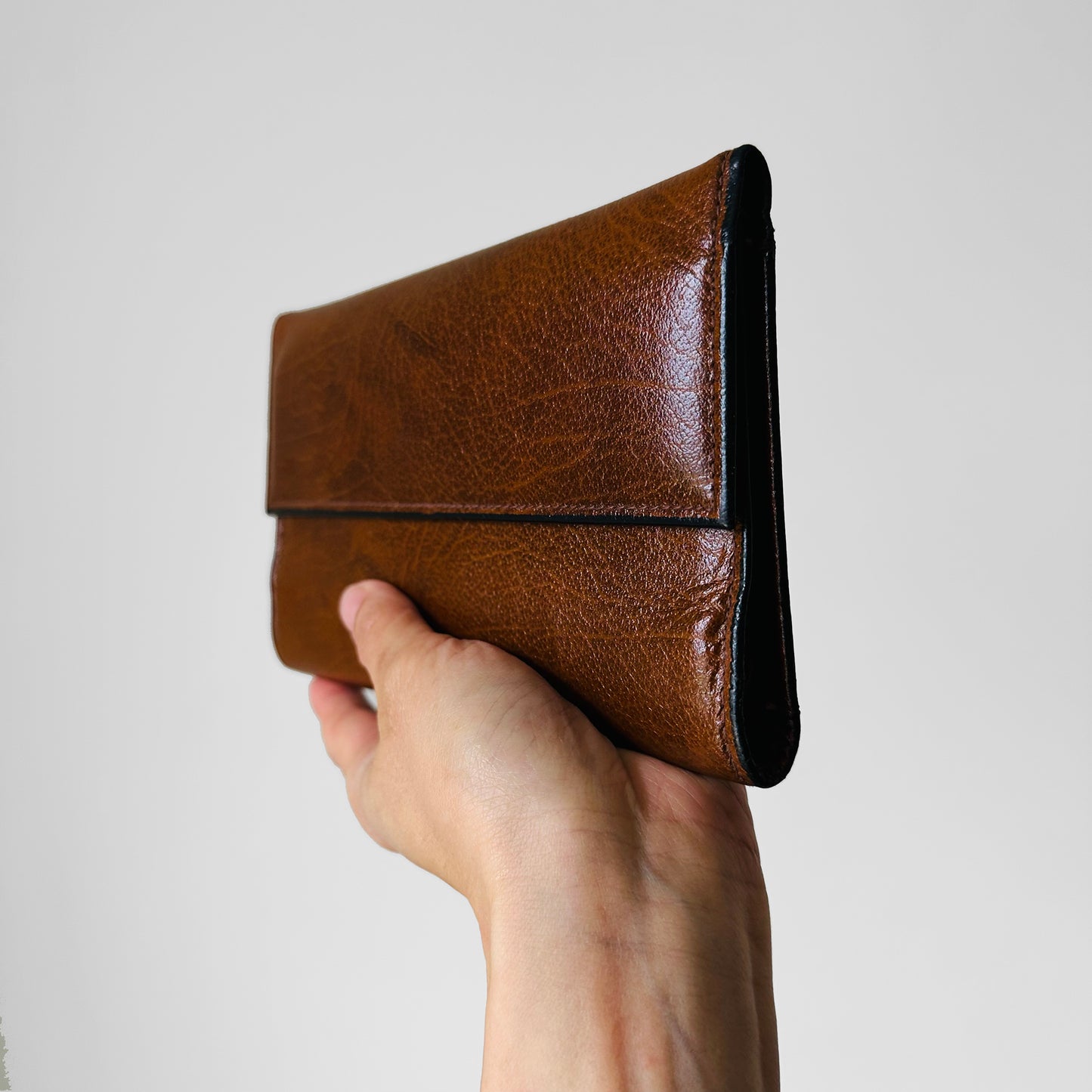 1970s Made in Canada Saddle Brown Soft Cowhide Leather Trifold Wallet