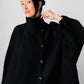 1980s Black Wool Full Length Wrap Shawl Coat