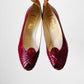 1960s Dark Red Leather Peep-Toe Slip-On Heels - Sz. 7.5B