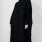 1980s Black Wool Full Length Wrap Shawl Coat