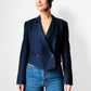 1980s - 1990s Navy Blue Short Waisted Double Breasted Jacket - Sz. Small