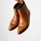 1990s Well-Worn Tan Brown Stitched Leather Western Ankle Boots - Sz. 5.5 / 6