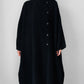 1980s Black Wool Full Length Wrap Shawl Coat