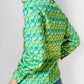 1960s - 1970s Apple Green Window Pane Patterned Button Up Shirt  - Sz. Sm