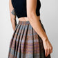 1950s-1960s Heavy Wool Pleated Fit and Flare Plaid Skirt - Sz. XS/S