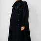 1980s Black Wool Full Length Wrap Shawl Coat