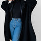 1980s Black Wool Full Length Wrap Shawl Coat