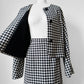 Late 70s - Early 80s Mister Leonard Canada Black and White Houndstooth Skirt and Blazer Set - Sz. L/XL