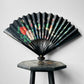 1950s Black Hand-Painted Paper Peacock Fan Decor