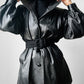 1980s Black Buttery Soft Exaggerated Collared Italian Leather Jacket - Sz. S/M