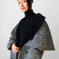 1980s Black and White Caped Wool Tweed Coat