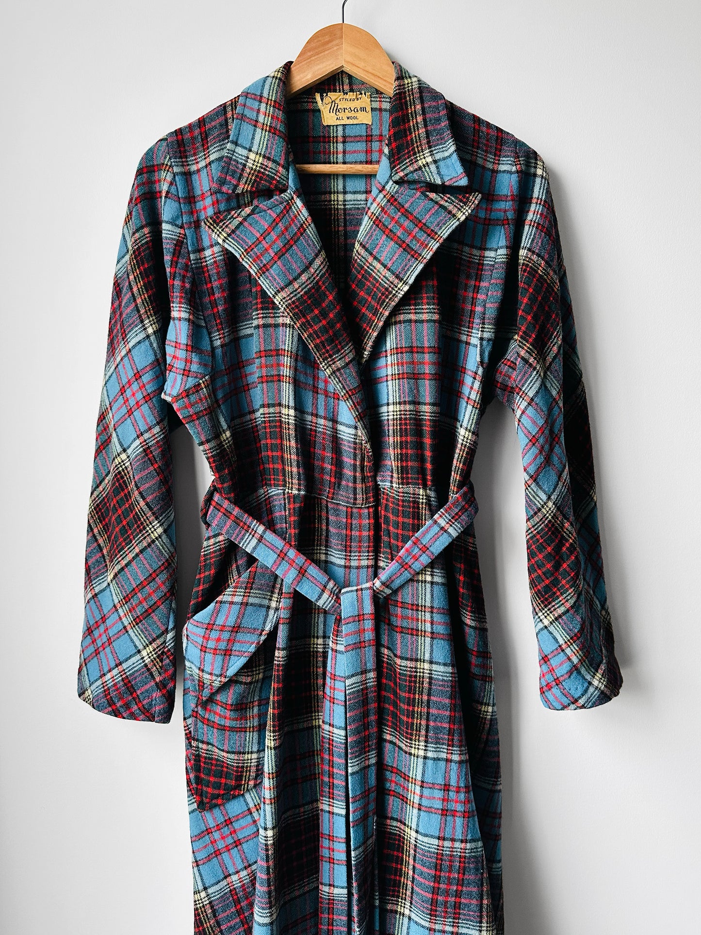1940s Morsam All Wool Anderson Tartan Plaid Belted Robe - Sz. Sm