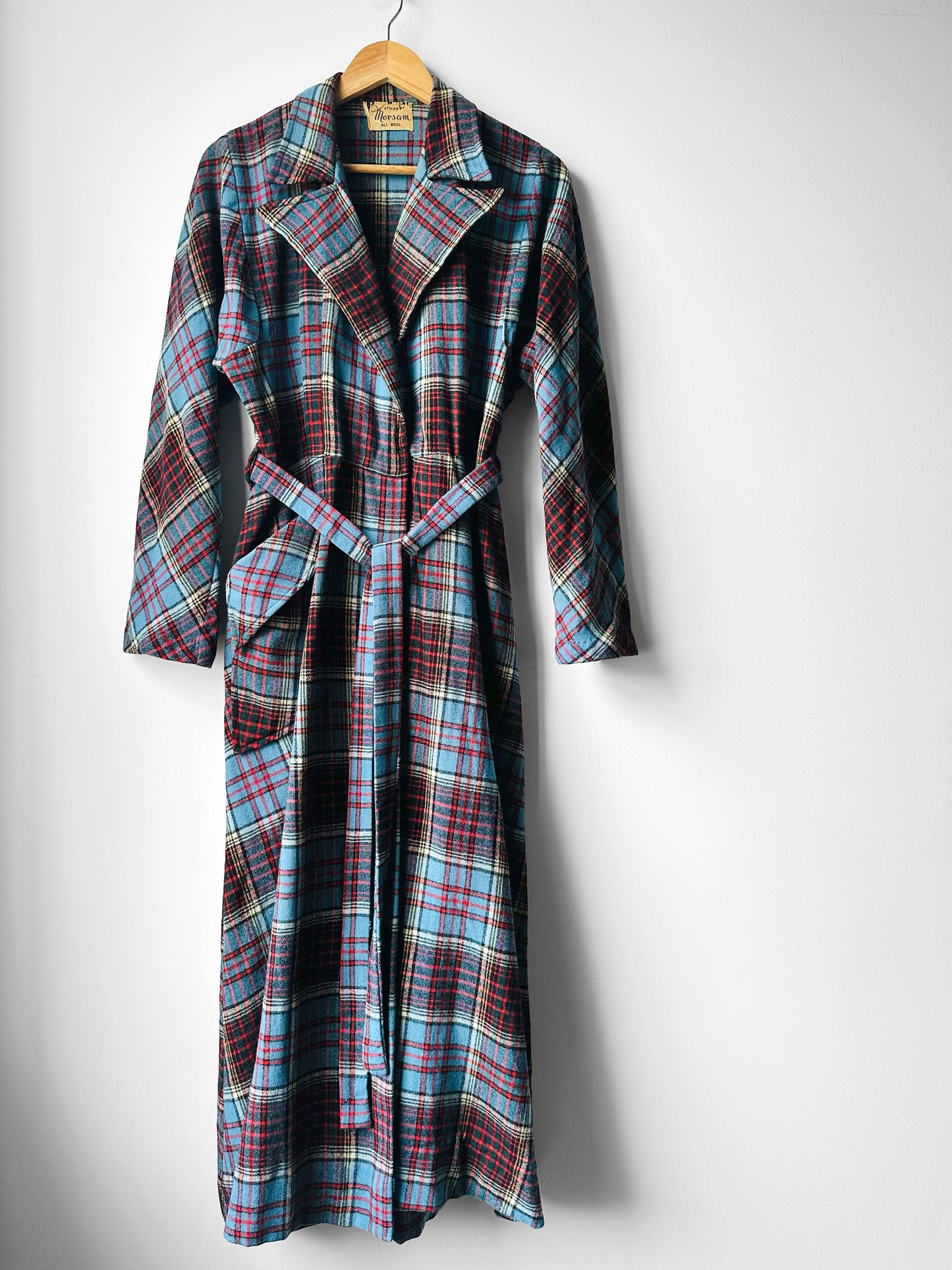 1940s Morsam All Wool Anderson Tartan Plaid Belted Robe - Sz. Sm