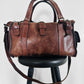 Late 20th Century Brown Well-Worn Buttery Soft Leather Top Handle Shoulder Bag