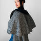 1980s Black and White Caped Wool Tweed Coat