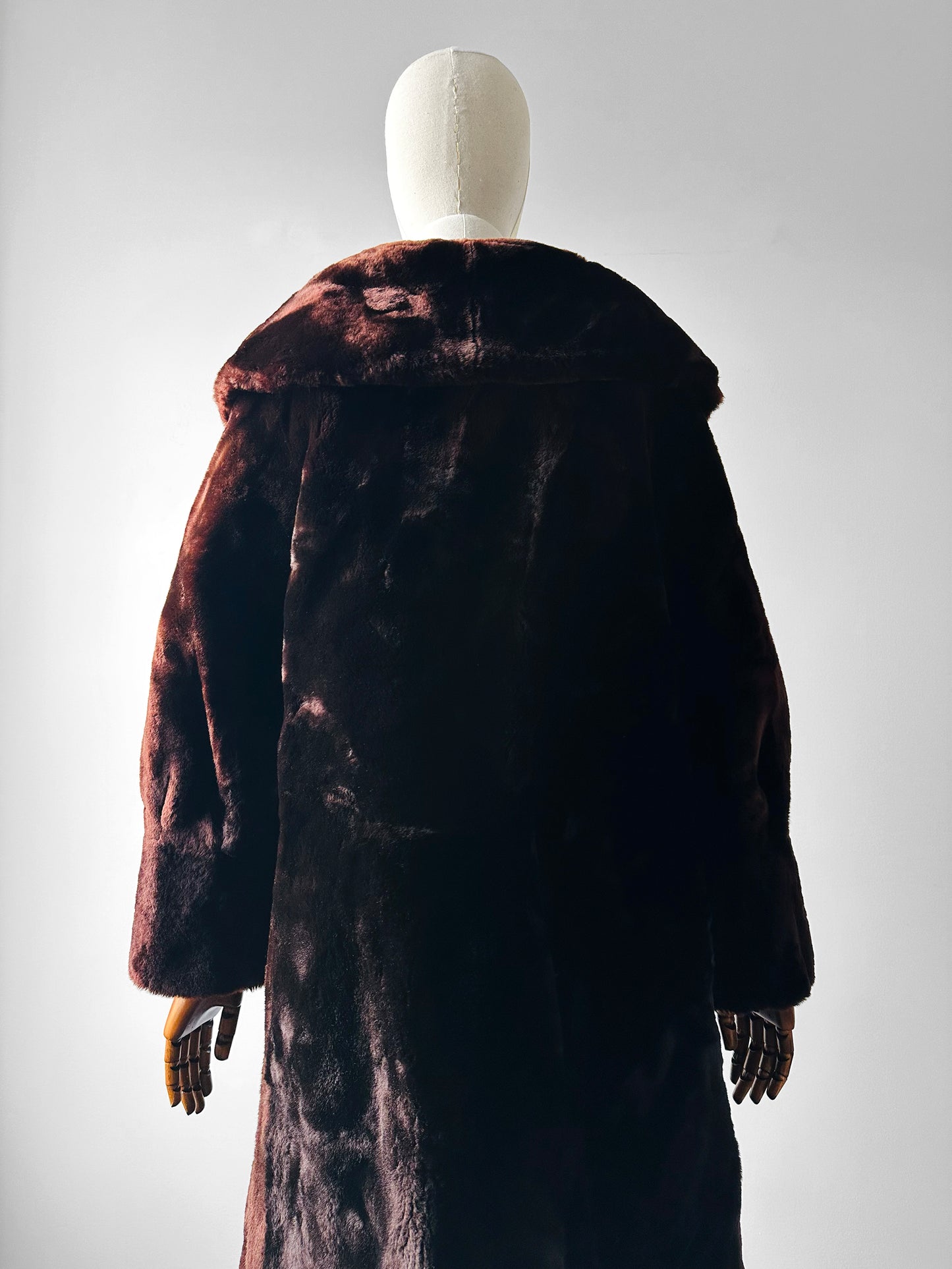 Mid-Century Deep Brown Alexander Becher and Eric's Southampton Lambswool A-Line Teddy Coat - Sz. Small