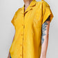 1980s Mustard Yellow Button Front Short Sleeve Blouse - Sz. S/M