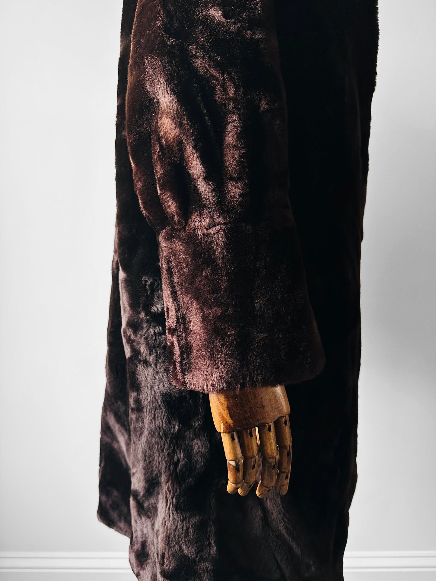 Mid-Century Deep Brown Alexander Becher and Eric's Southampton Lambswool A-Line Teddy Coat - Sz. Small