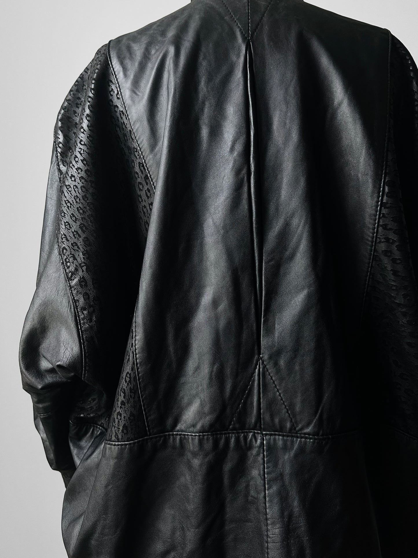 1980s Black Buttery Soft Animal Print Leather Jacket - Sz. M