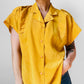 1980s Mustard Yellow Button Front Short Sleeve Blouse - Sz. S/M