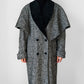 1980s Black and White Caped Wool Tweed Coat