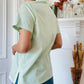 1960s - 1970s Mint Green Embroidered Short Sleeve Collared Shirt - Sz. Sm