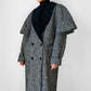 1980s Black and White Caped Wool Tweed Coat