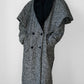 1980s Black and White Caped Wool Tweed Coat