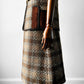 1960s - 1970s Brown and Cream Trefriw Woolen Suede Pocket Skirt and Vest Two-Piece Set - Sz. S/M