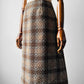 1960s - 1970s Brown and Cream Trefriw Woolen Suede Pocket Skirt and Vest Two-Piece Set - Sz. S/M