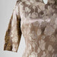 1960s Champagne Floral Shimmery Zip Back Floral Dress - Sz. Sm
