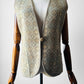 1970s Light Sage Trefriw Woollen Mills Pure New Wool Vest with Geometric Pattern - Sz. S/M