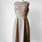 1960s Greige Zip Back Little Devil Button Detail Dress - Sz. M