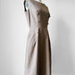 1960s Greige Zip Back Little Devil Button Detail Dress - Sz. M