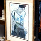 HOLD for SM - 80s Wood Framed Janice Cline 17 by 23 Wall Art
