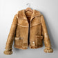 Tan Made in Canada Shearling Sheep Zip Front Jacket