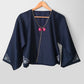 Navy and Gold Kimono Crop Jacket