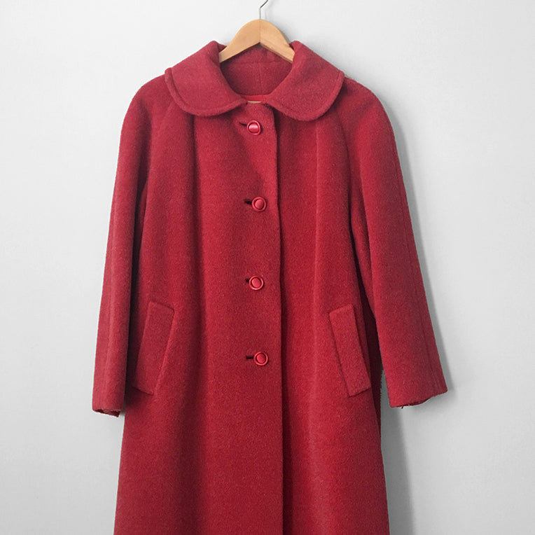 Red Alpaca Wool Made in England Coat