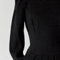 1940s Black Peter Pan Beaded Collar Pleated Zip Back Knit Dress